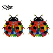 Outdoor Courtyard Wall Decor 2Pcs Colorful Acrylic Ladybug Stickers, Adhesive Insect Stained Glass Weatherproof Yard Ornaments Style Cute Decoration 2pcs