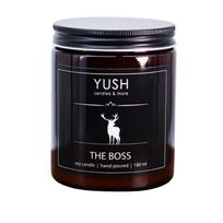 The boss - świeca sojowa zapachowa geranium cynamon goździki cytrusy - yush - 180ml