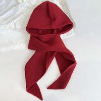 Acrylic Fibers Knitted Hooded Cap Triangular Winter Neckerchief Hat  Outdoor raudona