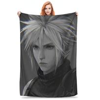 Flannel Throw Blanket Cloud Strife Final Fantasy 7 Games FF7 Warm Plush Blankets Soft Bedding for Living room Home Travel Sofa Size: 75*100cm, Weight: 230 GSM