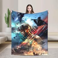 Warm Soft Blanket Travel Office Battlefield 2042 Game Throw Blanket Flannel Bedspread For Couch Chair Aesthetic Sofa Bed Cover Size: 75*100cm, Weight: 230 GSM
