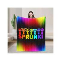 Sprunki Fleece Throw Blanket Colorful Game Theme UltraSoft Polyester Fiber Perfect for Birthday Anniversary Holiday Gifts Size: 75*100cm, Weight: 230 GSM