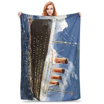 The most popular ship of all times, Titanic Blanket Soft Warm Flannel Throw Blanket Cover for Bed Living room Travel Home Sofa Size: 75*100cm, Weight: 230 GSM