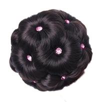 BEAUTY-WIG 9 Gėlės Sintetinis Kuodo Plaukų Priedas Elastinis Nuotakos Spurgos Šinjonas Pink Crystal ruda