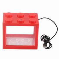 Decorative Mini Aquarium USB LED Light Lamp Fish Tank Box Office Tea Table Decor(Red)