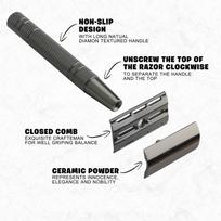 Safety Razor Manual Shaving Razor Long Handle Traditional Razor matinė juoda spalva