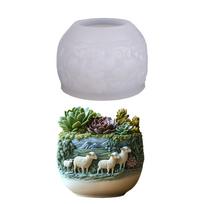 Creative Goat Pattern Silicone Planter Mold Flowerpot Moulds for Resin Jewelry Crafting and Succulent Decorations