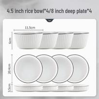 Mode Lanka Nordic Black Line Ceramic Dinnerware Set