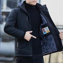 Winter Parka Fleece Lined Hat Detachable Thick Warm Hooded Warm Hat Coat Male Plush Jacket Autumn Outwearing M