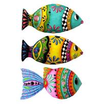 4 Pcs Wooden Tropical Fish Wall Art Colorful Printed Fish Beach Wall Decor Nautical Coastal Wall Sculpture for Home Bedroom Bathroom Lake House 4pcs