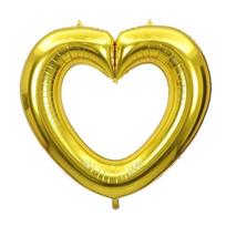 Metallic 40 Inch Heart Balloon Inflatable Reusable Hollowed Heart Foil Balloons Romantic Large Heart Chain Balloons Engagements One size auksas