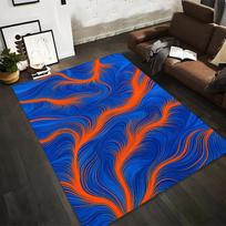 Modern Abstract Blue and Orange Wave Pattern Area Rug for Living Room Suitable for use as an anti-slip for living room bedroom sofas 40x60cm( 15x23in )
