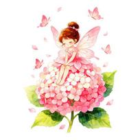 Flower Fairy Wall Sticker Butterfly Wall Decals Large Pink Hydrangea Peel And Stick
