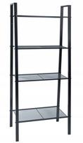 Metalinė lentyna, juoda, 148x61,8 cm, 4 atviros lentynos su tinkleliu
