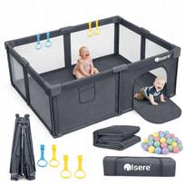 Kūdikių sulankstoma maniežas PLAYPEN, 150x180 cm, su kilimėliu ir krepšiu kamuoliukams