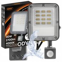 Lauko LED prožektorius su judesio jutikliu, 30W, 2700 lm, Premium