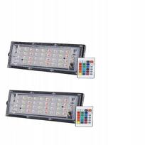 Lauko LED prožektorių rinkinys 4 x 50W, RGB, 220V, su nuotolinio valdymo pultu