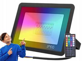 Lauko LED prožektorius, 30W, RGB, atsparus vandeniui, su pulteliu