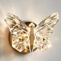 Sieninis šviestuvas Golden Butterfly, 5 W, modernus, su kristalais