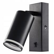Sieninis šviestuvas skaitymui GU10 LED, su jungikliu, juodas