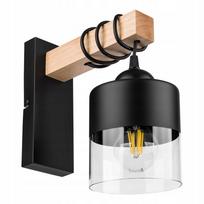 Sieninis šviestuvas LEDLUX, juodas, medinis, E27, 60W, modernus loft stilius