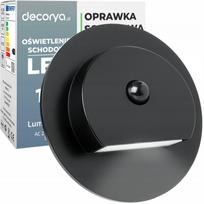 LED laiptų šviestuvas su judesio jutikliu, 1W, 230V, juodas