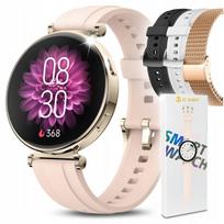 Išmanusis laikrodis moterims su AMOLED ekranu, pokalbių funkcija, sporto ir sveikatos stebėjimu, 4 apyrankės, lenkų meniu