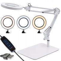 Didinantis LED stalinės lempos, 12W, su USB, reguliuojama, kosmetikai ir juvelyrams
