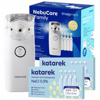 Tinklelinis inhaliatorius NebuCare Family Silent su fiziologiniu tirpalu