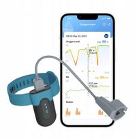 Miego stebėtuvas pulso oksimetras, su vibraciniu signalu, „Bluetooth“ ir duomenų eksportu