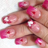 24 Pieces Valentine's Day Press On Nail Square Colorful Heart Designs Glossy Acrylic Nail Stick on Nail for Women 1