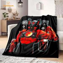 Skibidi Toilet Funny Flannel Blanket Flannel Warm Blanket Adults 3D Printed Coverlet Man Cave Sofa Camping Decor Christmas Gift Size: 75*100cm, Weight: 230 GSM