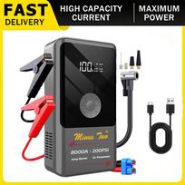 Smart Digital Display Jump Starter & Air Pump Combo, Portable Electric Tire Inflator, Emergency Car Booster with 12V Starter MT65-A2