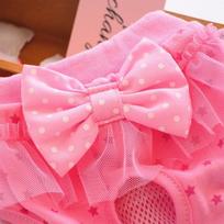 Pink Tone Dog Period Underwear Bow Decor Female Dog Nappy Cute Pet Short Pant  Small Breed Dogs S