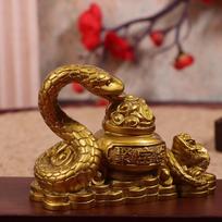 1Pc Gold Feng Shui Snake Toad Statue Figurine Coin Money Wealth Luck Home Director Onesize