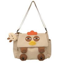 Lovely Chicken Nylon Shoulder Bag Cartoon Students Book Bag Creative Hen Shape School Bag  Travel chaki