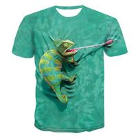 Summer Hot Selling Reptile Lizard Pattern Printed T-shirt Fashion Chameleon Plus Size Hip-Hop Street O-Neck Casual Top S