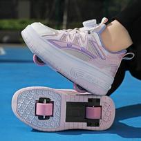 Kids Roller Skating Shoes With Retractable Wheels Breathable Casual Sneakers Boys Girls Ages 7-16 US 13 rausva