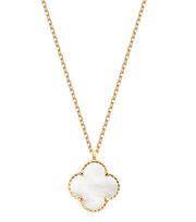Auksinis celebritės karoliai su keturlapiu dobilu, perlamutru - 925 sidabras, padengtas 24k auksu