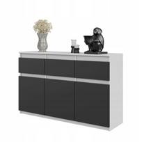 Komoda noah 120 cm biały mat/antracyt 3 szuflady, 3 drzwi, 3 półki szeroka