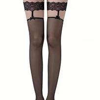 1 Pair Women'S Garter Thigh High Socks, Spring Summer Thin Lace Bow Long Stockings, Lolita Y2K Style, Anti-Slip Silicone Band No One Size