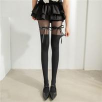 Women'S Elegant Sheer Thigh High Stockings With Bowknot Garter,Lolita Jk Uniform Cosplay Stockings,Perfect Party,Daily Wear One Size