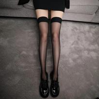Sexy Red Edge Stitching Lolita Knee High Socks Lace Bow Long Socks Anti-Slip Thigh Stockings Thin Silk Solid Tube Knee Socks One Size