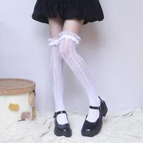 Women Stockings Thigh High Lace Cute Hearts Black White Over The Knee Long Leg Socks For Girl Boots Cosplay Accessories Girls One Size