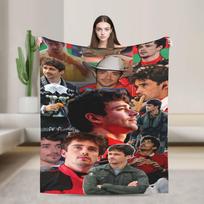 Charles Leclerc Jesus Funny Warm Soft Blanket Picnic Plush Throw Blanket Funny Couch Chair Flannel Bedspread Sofa Bed Cover Size: 75*100cm, Weight: 230 GSM