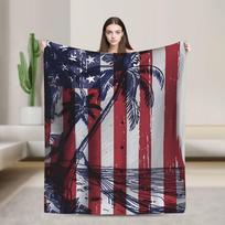 Super Warm Blanket Picnic 4th of July US Throw Blanket Flannel Bedspread For Home Decor Aesthetic Sofa Bed Cover Size: 75*100cm, Weight: 230 GSM