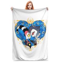Helluva Boss Stolas and Blitzo Heart Frame Blanket Soft Warm Flannel Throw Blanket Cover for Bed Living room Picnic Travel Home Size: 75*100cm, Weight: 230 GSM