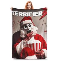 Flannel Throw Blanket Terrifier 2 Movie Art The Clown Warm Plush Blankets Soft Bedding for Bed Living room Home Picnic Couch Size: 75*100cm, Weight: 230 GSM
