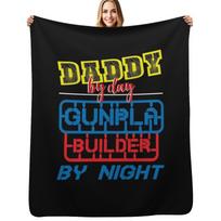 Daddy by day gunpla buider by night Throw Blanket Wrinkle Resistant Lightweight Blanket Size: 75*100cm, Weight: 230 GSM