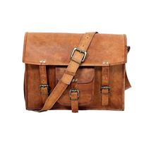 Mens Goat Vintage Brown Leather Messenger Bag Shoulder Laptop Briefcase 15x5x11 ruda